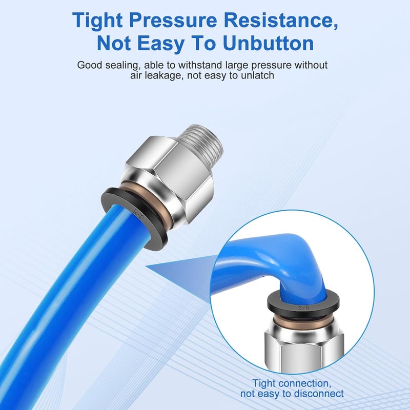 cnaodun 12 Pcs Push to Connect Fittings 3/8 Inch Tube OD x 1/8 Inch NPT Thread Pneumatic Male Straight and Elbow Quick Connect Air line fittings - Image 4